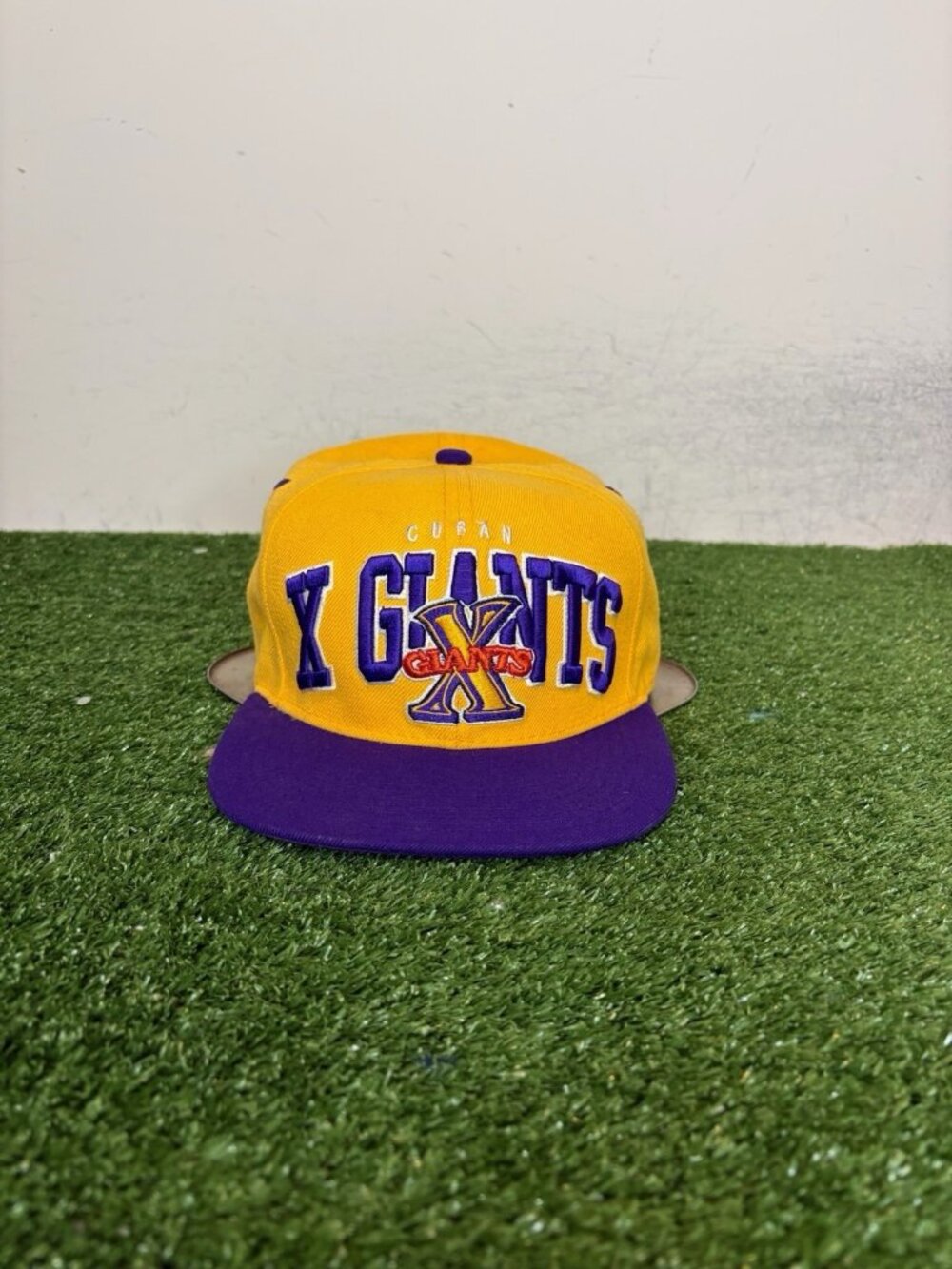 vintage Cuban X giants hat cap snap back purple yellow city hunter nego league